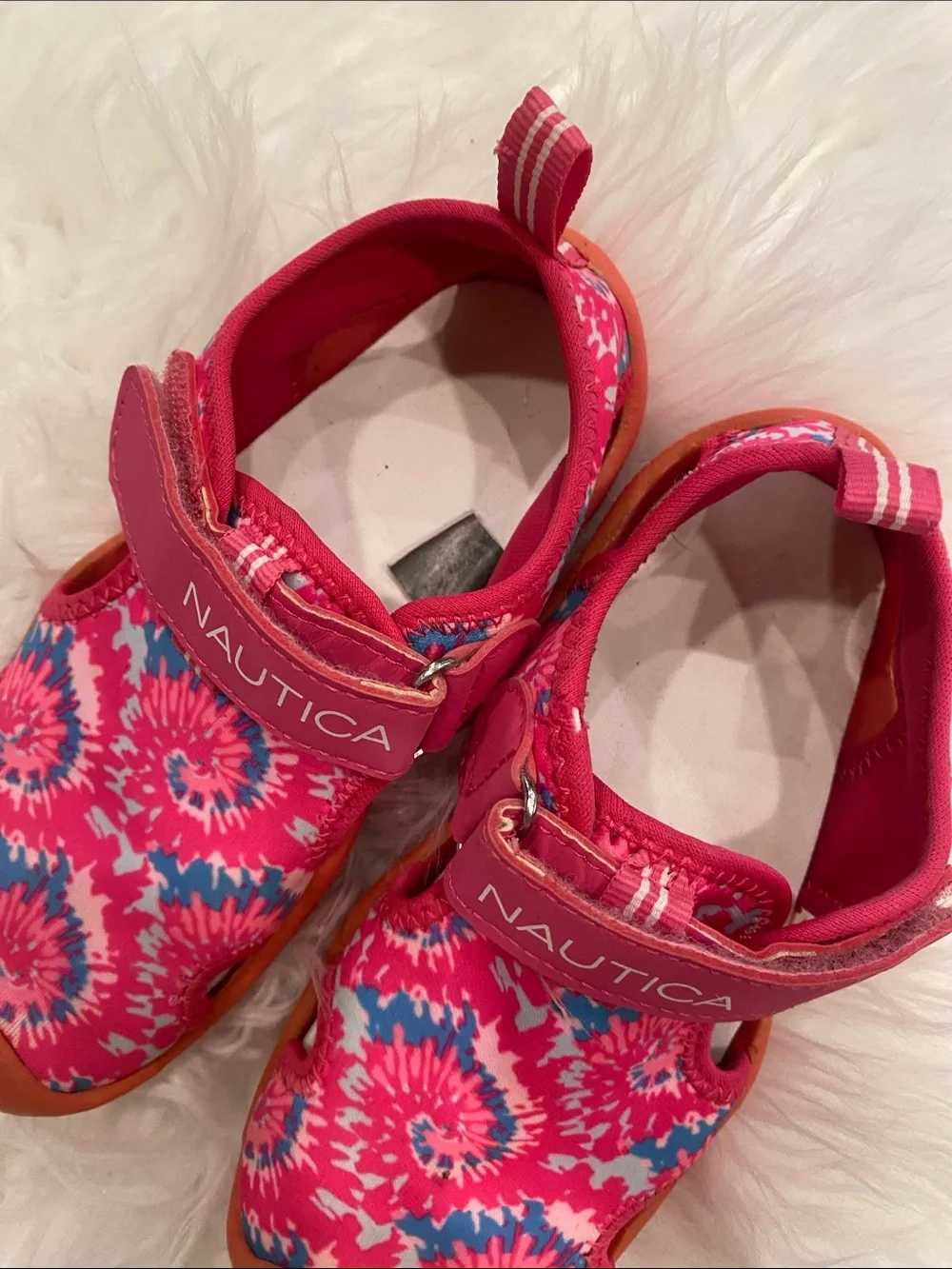 Nautica Kids Bright Pink & Blue Tie-Dye Water Shoes sz 10
